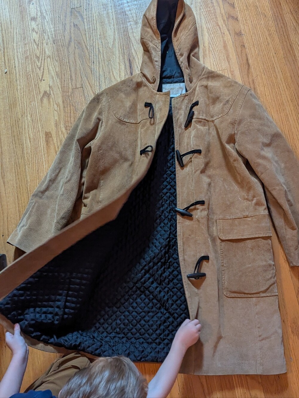 Vintage Marfaret Godfrey Suede Toggle Coat in Cognac Brown
